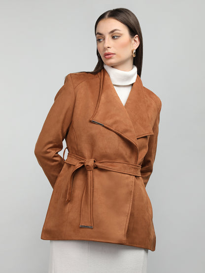 HONNETE Notched Lapel Collar Overcoat