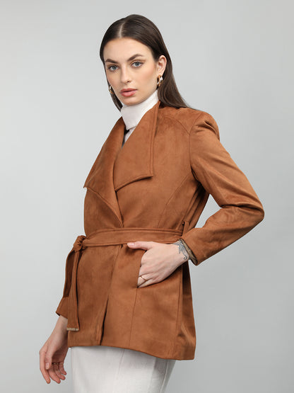 HONNETE Notched Lapel Collar Overcoat