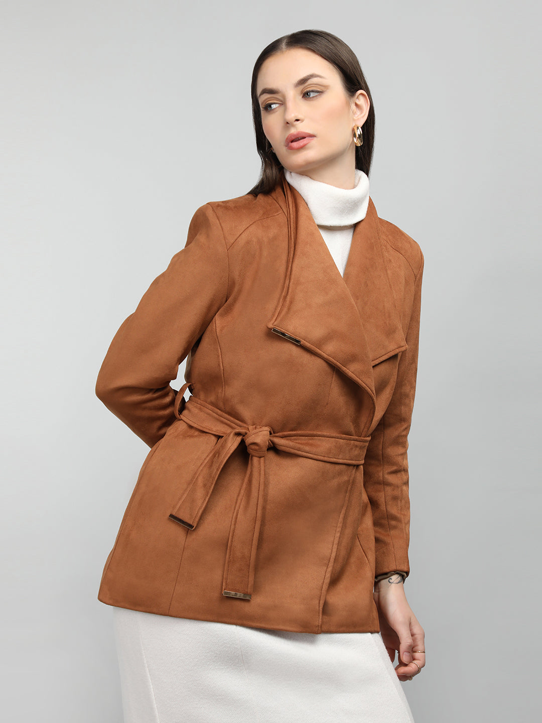 HONNETE Notched Lapel Collar Overcoat