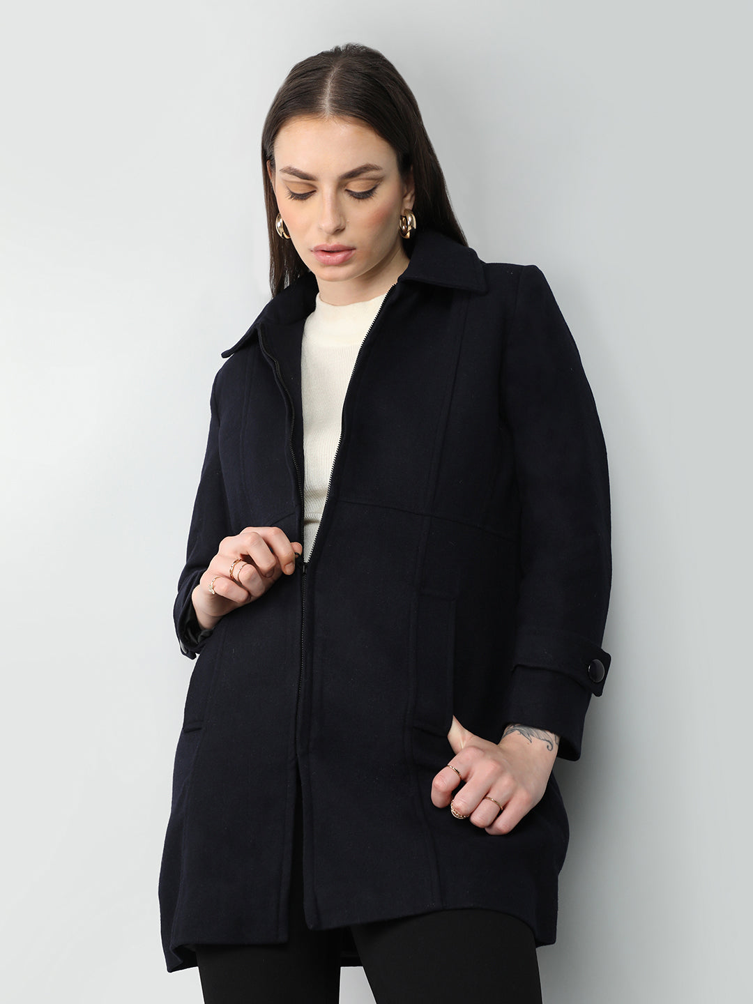 HONNETE Spread Collar Zip Coats