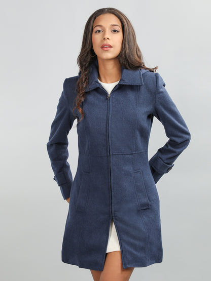 HONNETE Regular Fit Spread Collar Trench Coat