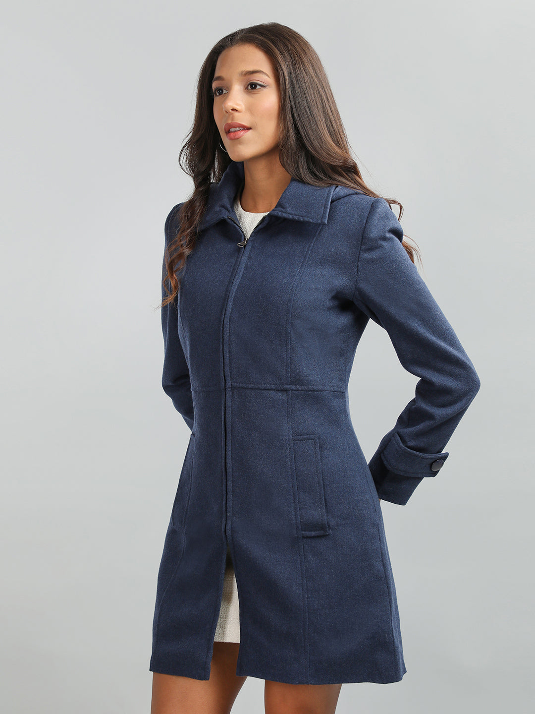 HONNETE Regular Fit Spread Collar Trench Coat