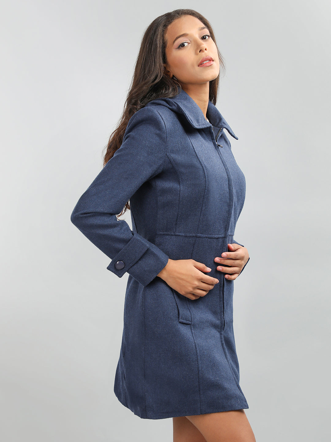 HONNETE Regular Fit Spread Collar Trench Coat