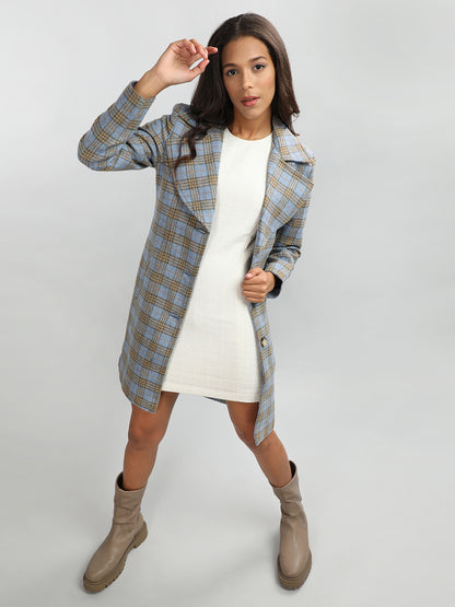 HONNETE Checked Single-breasted Regular Fit Trench Coat