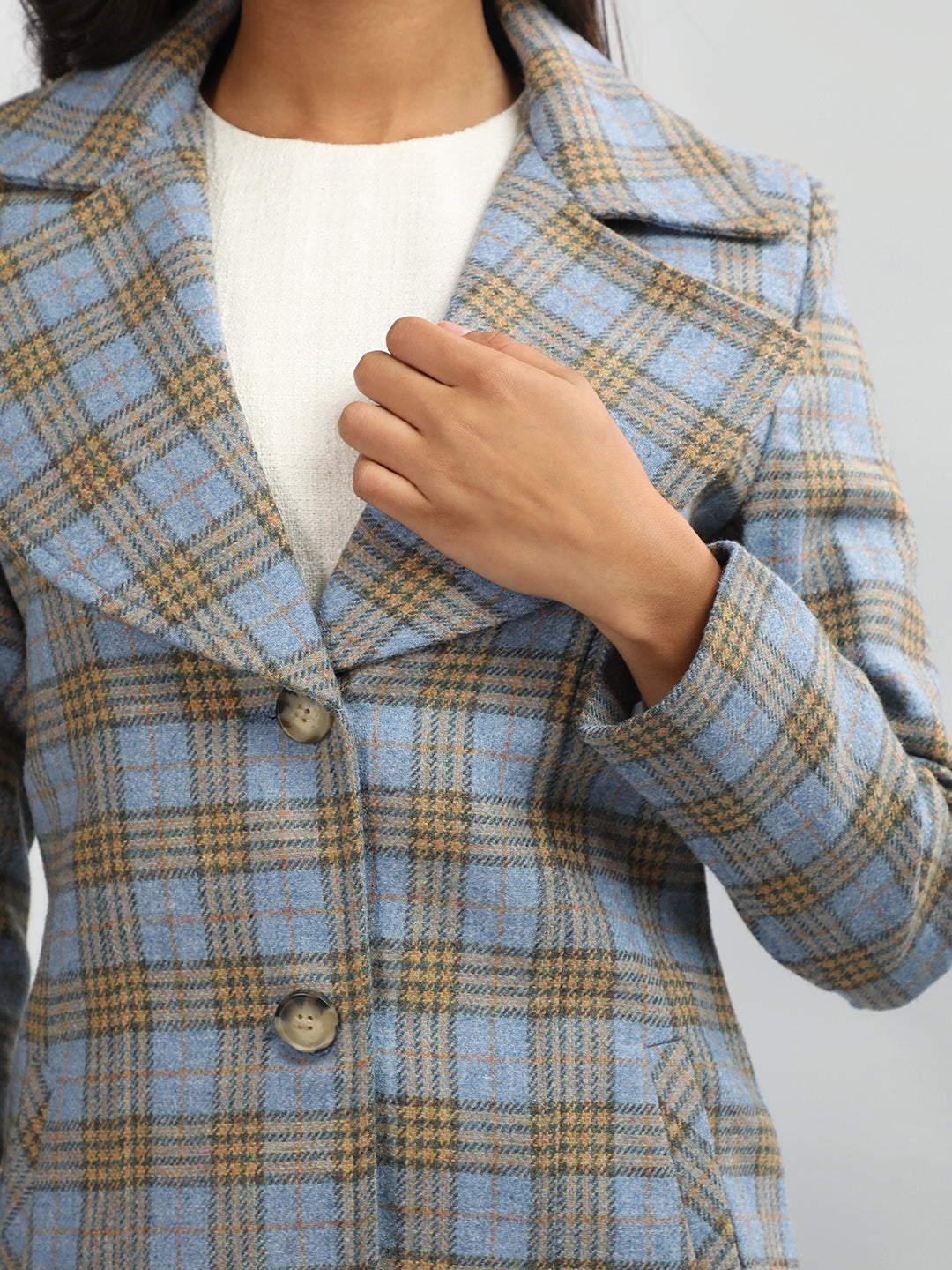 HONNETE Checked Single-breasted Regular Fit Trench Coat