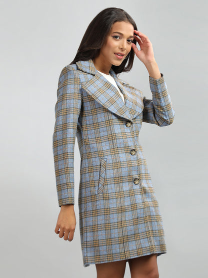 HONNETE Checked Single-breasted Regular Fit Trench Coat