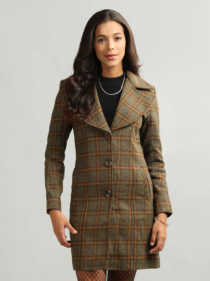 HONNETE Checked Single-breasted Trench Coat