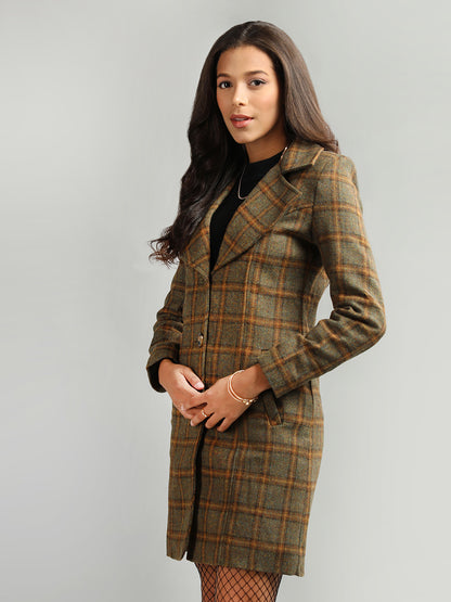 HONNETE Checked Single-breasted Trench Coat