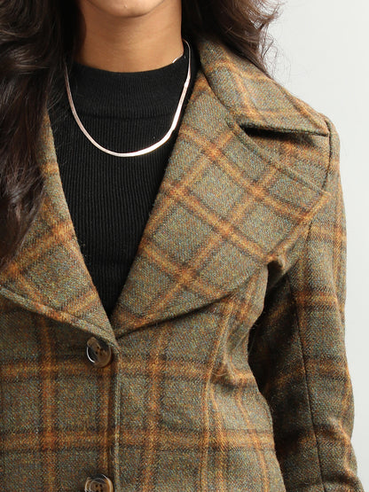 HONNETE Checked Single-breasted Trench Coat