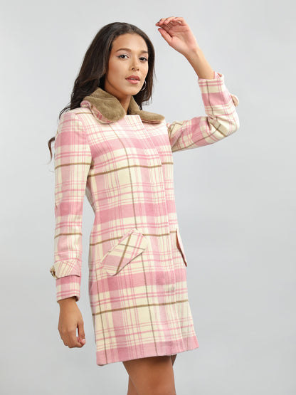 HONNETE Checked Single-breasted Trench Coat