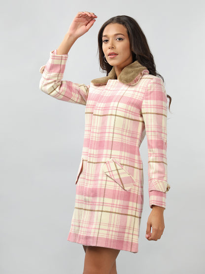 HONNETE Checked Single-breasted Trench Coat