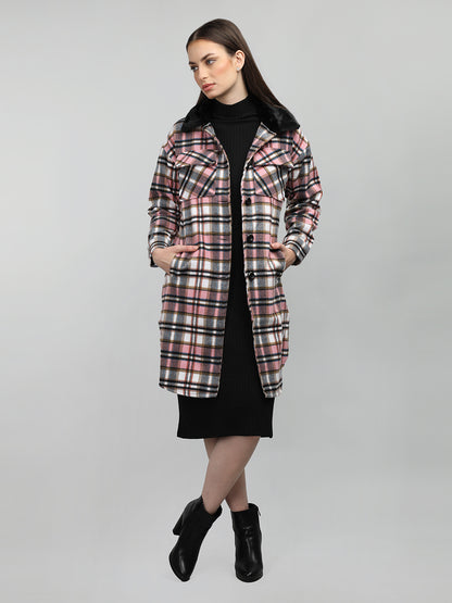 HONNETE Checked Spread Collar Coat