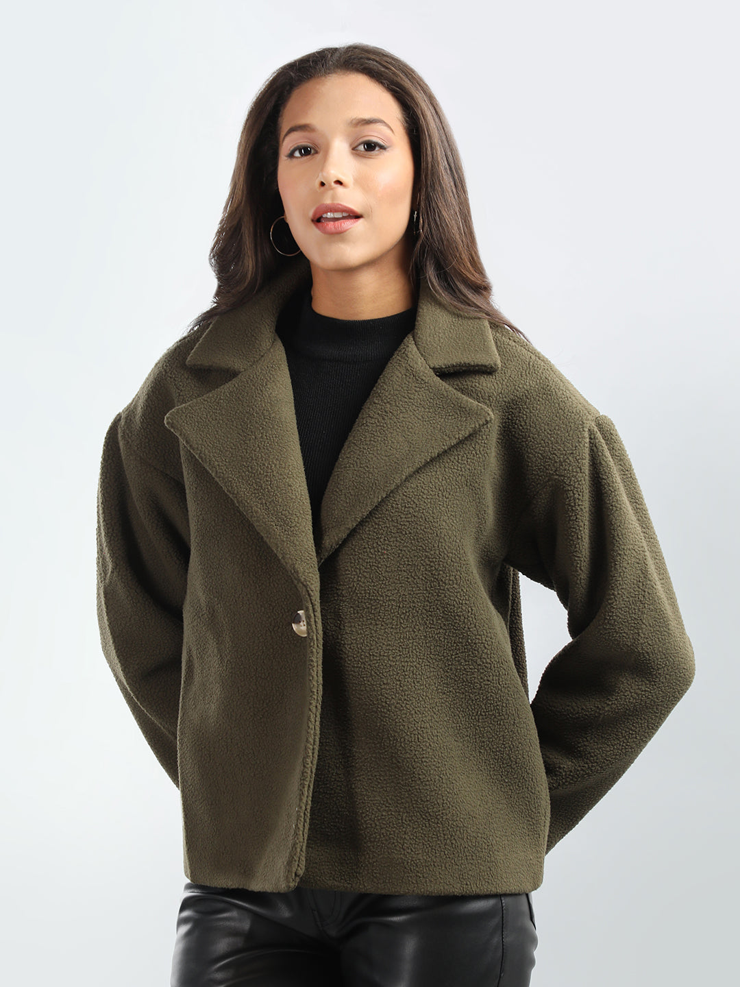 HONNETE  Notched Lapel Regular Fit Pea Coat