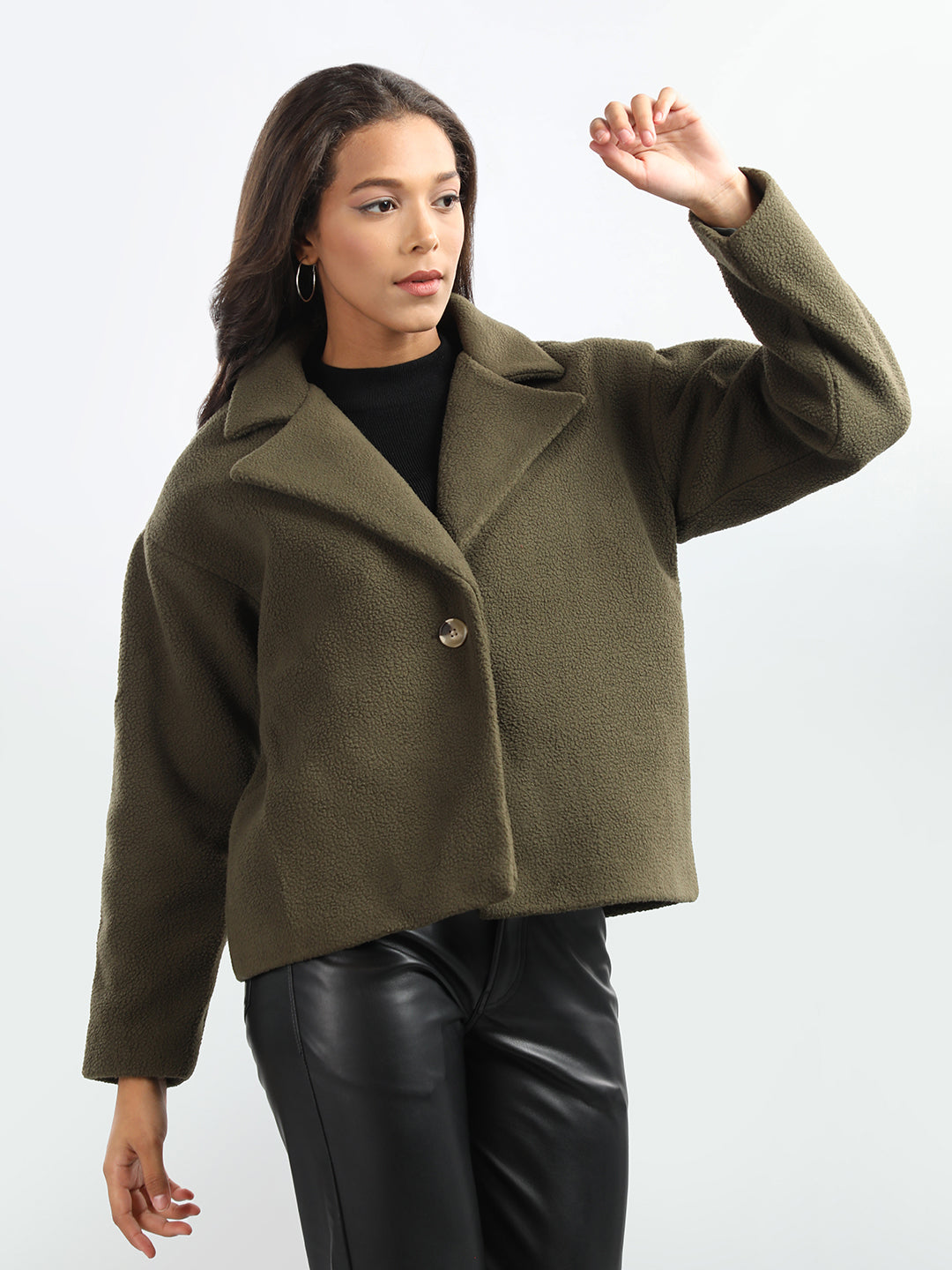 HONNETE  Notched Lapel Regular Fit Pea Coat