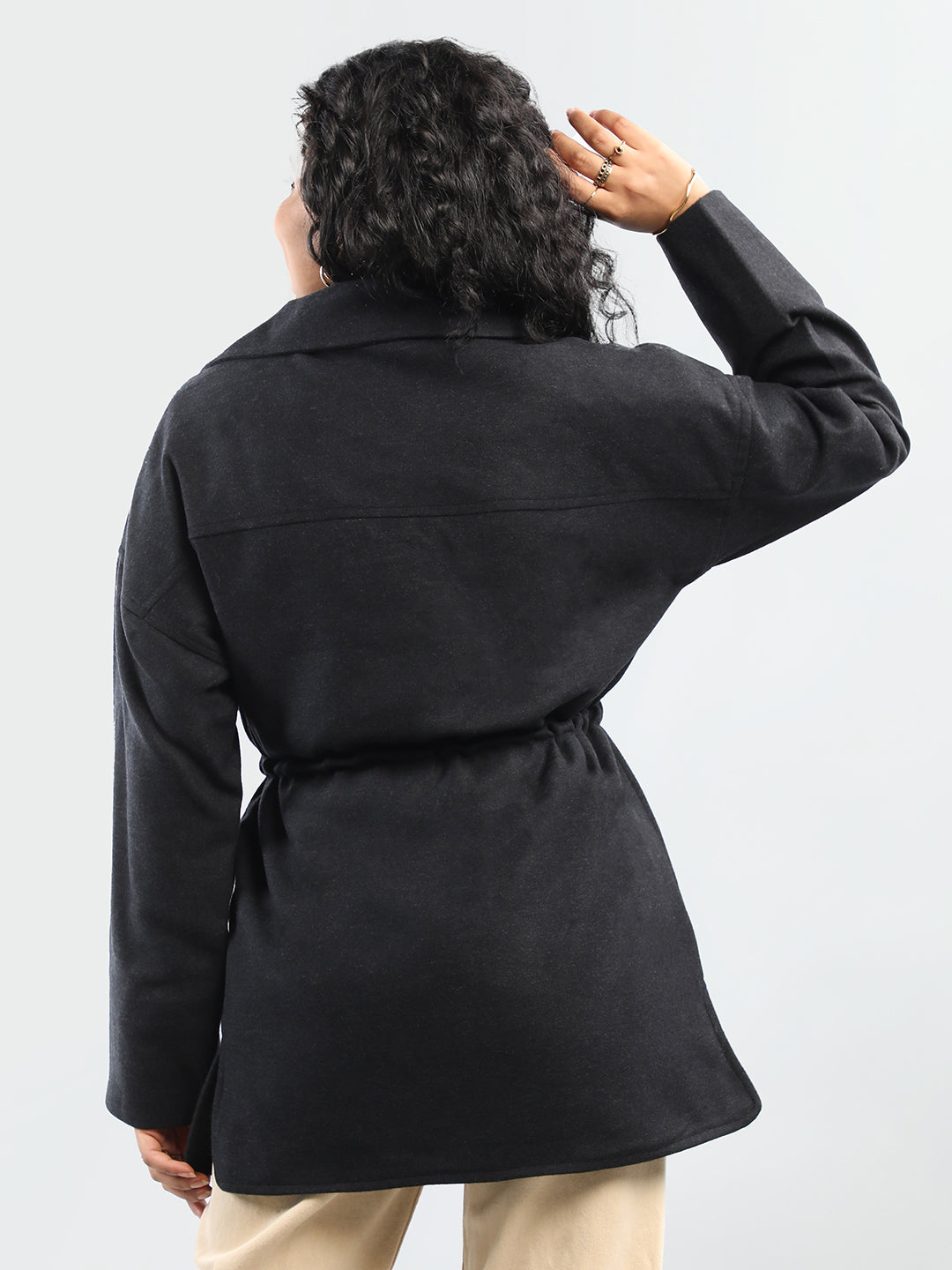 HONNETE Notched Lapel Collar Over Coat