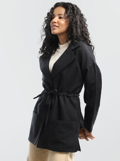 HONNETE Notched Lapel Collar Over Coat