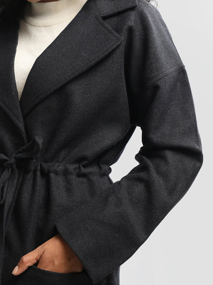 HONNETE Notched Lapel Collar Over Coat