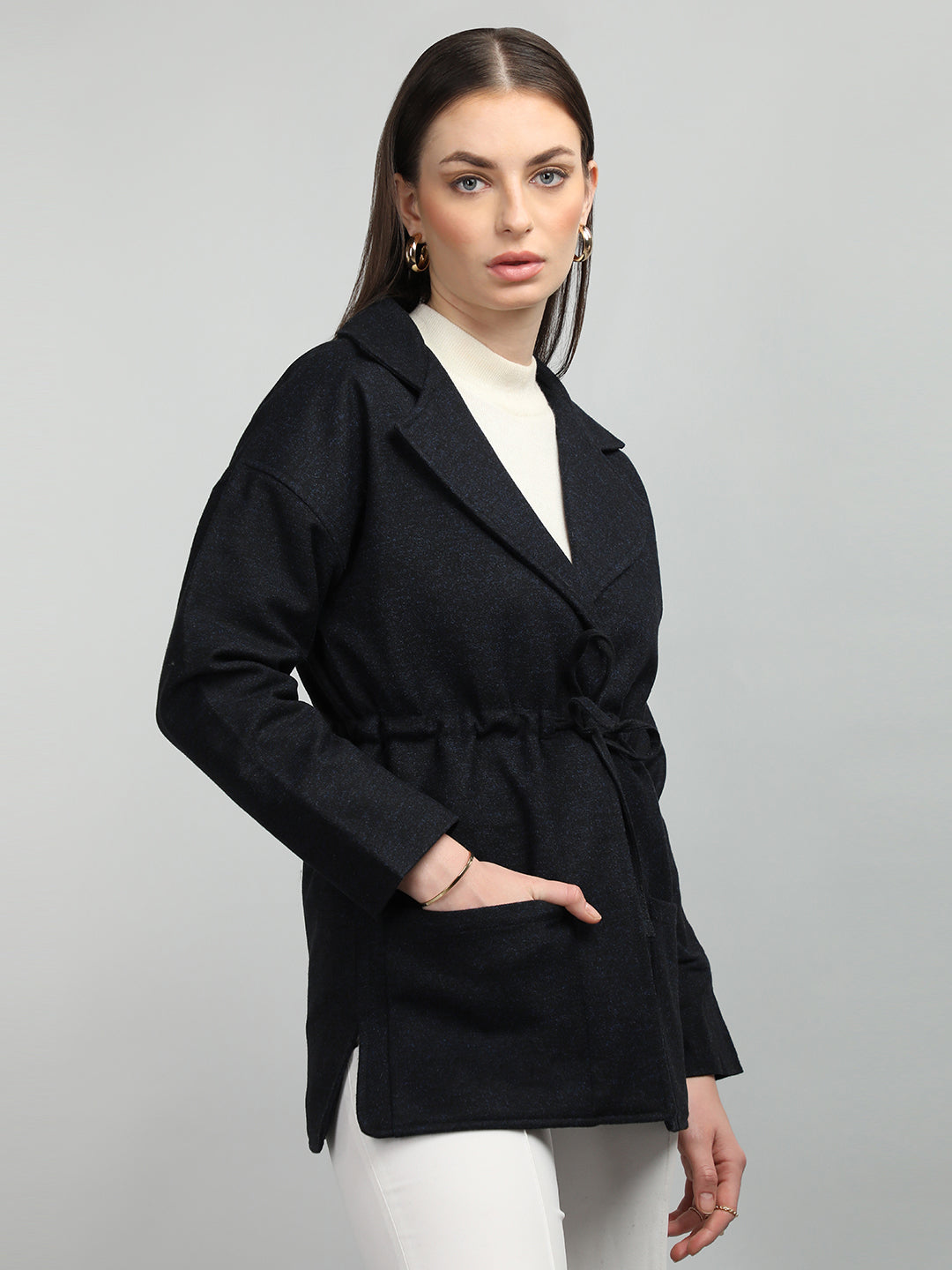 HONNETE Notched Lapel Collar Coats