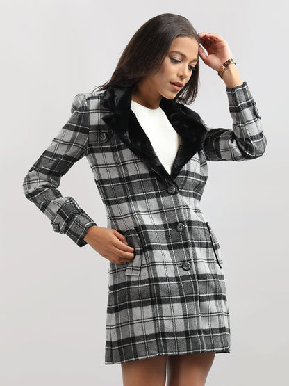 HONNETE Checked Single-breasted Trench Coat