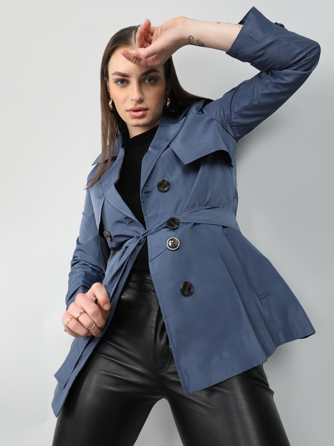 HONNETE Single-Breasted Notched Lapel Coat