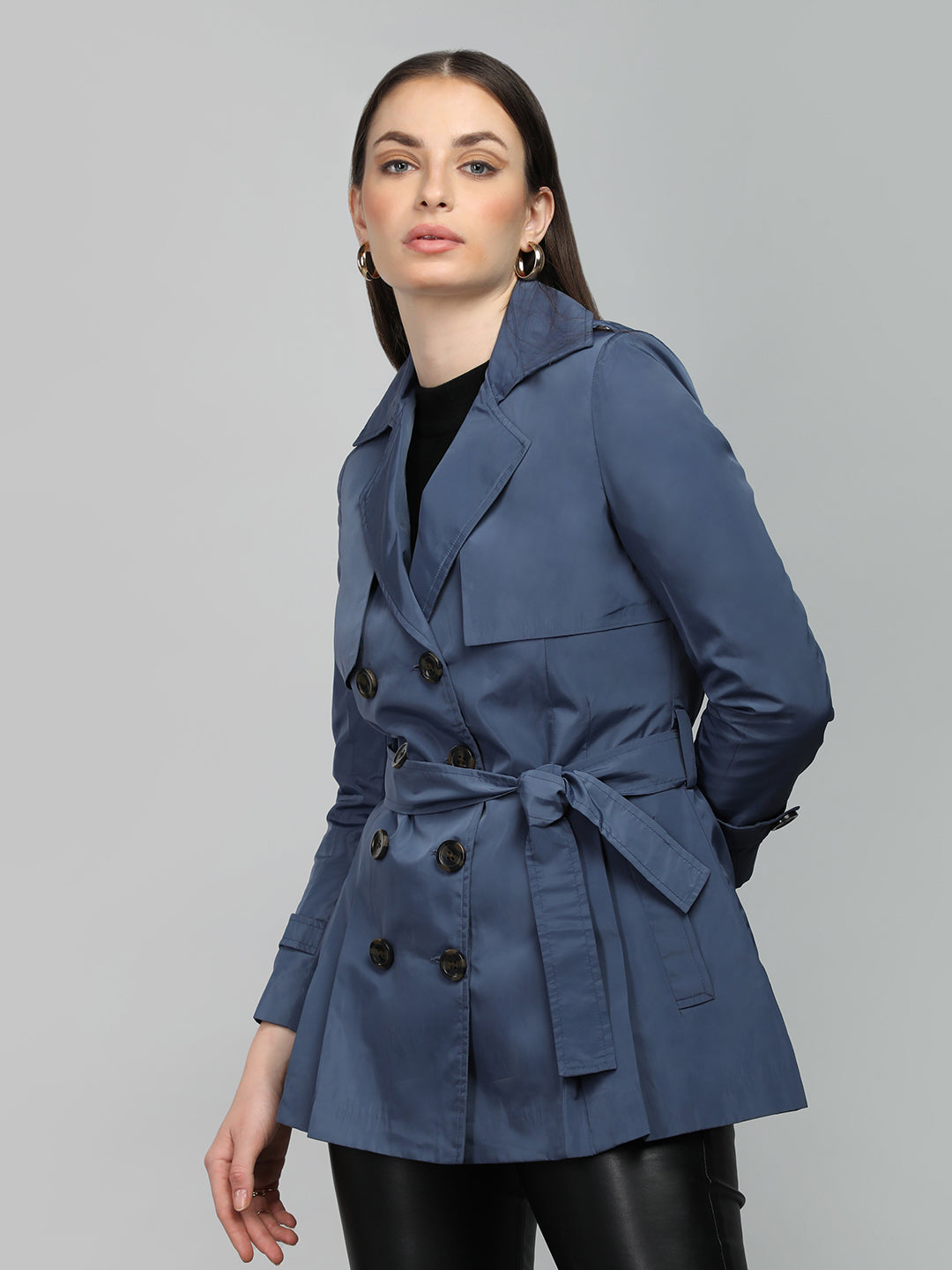 HONNETE Single-Breasted Notched Lapel Coat