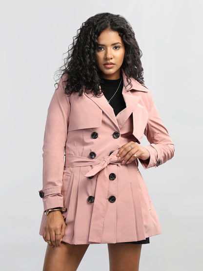 HONNETE Notched Lapel Collar Trench Coat