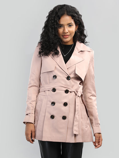 HONNETE Notched Lapel Collar Trench Coat