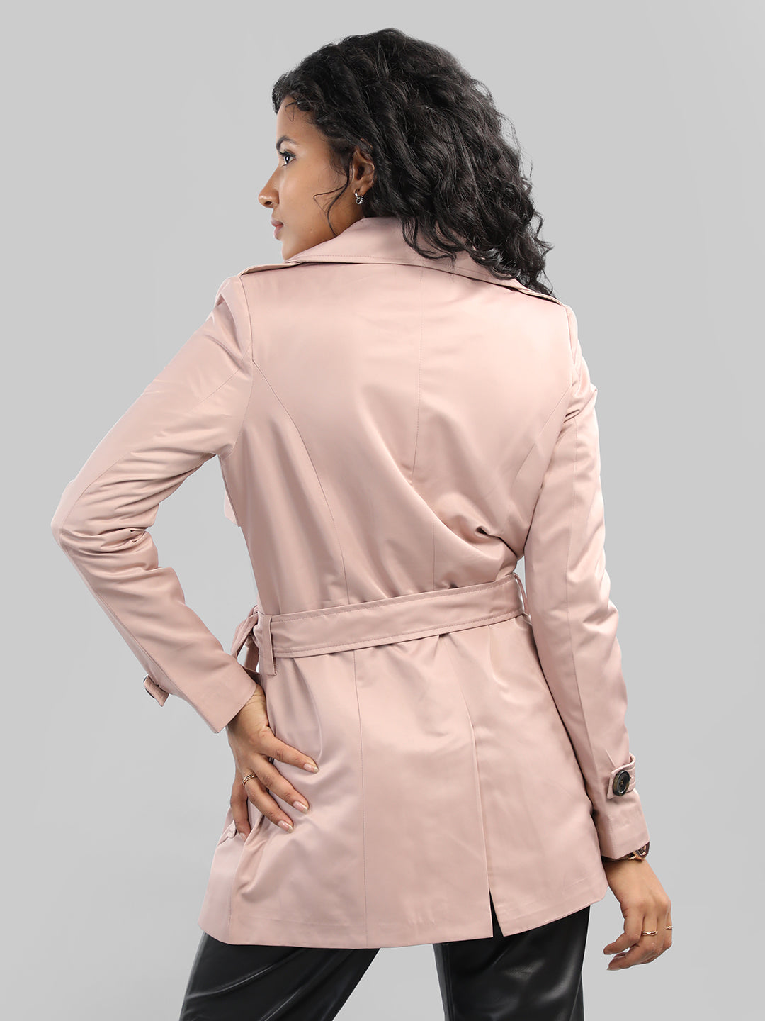 HONNETE Notched Lapel Collar Trench Coat