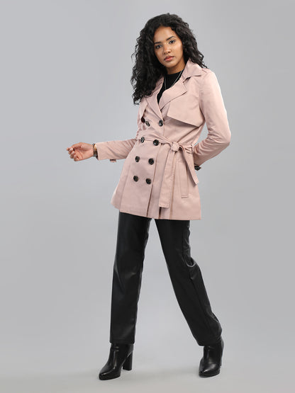 HONNETE Notched Lapel Collar Trench Coat