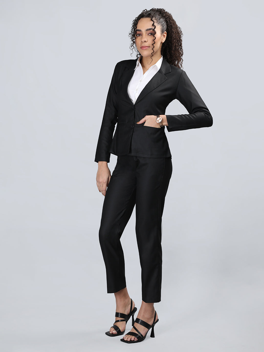 Honnete Women's Casual Regular Fit Solid 2pc Formal Suits