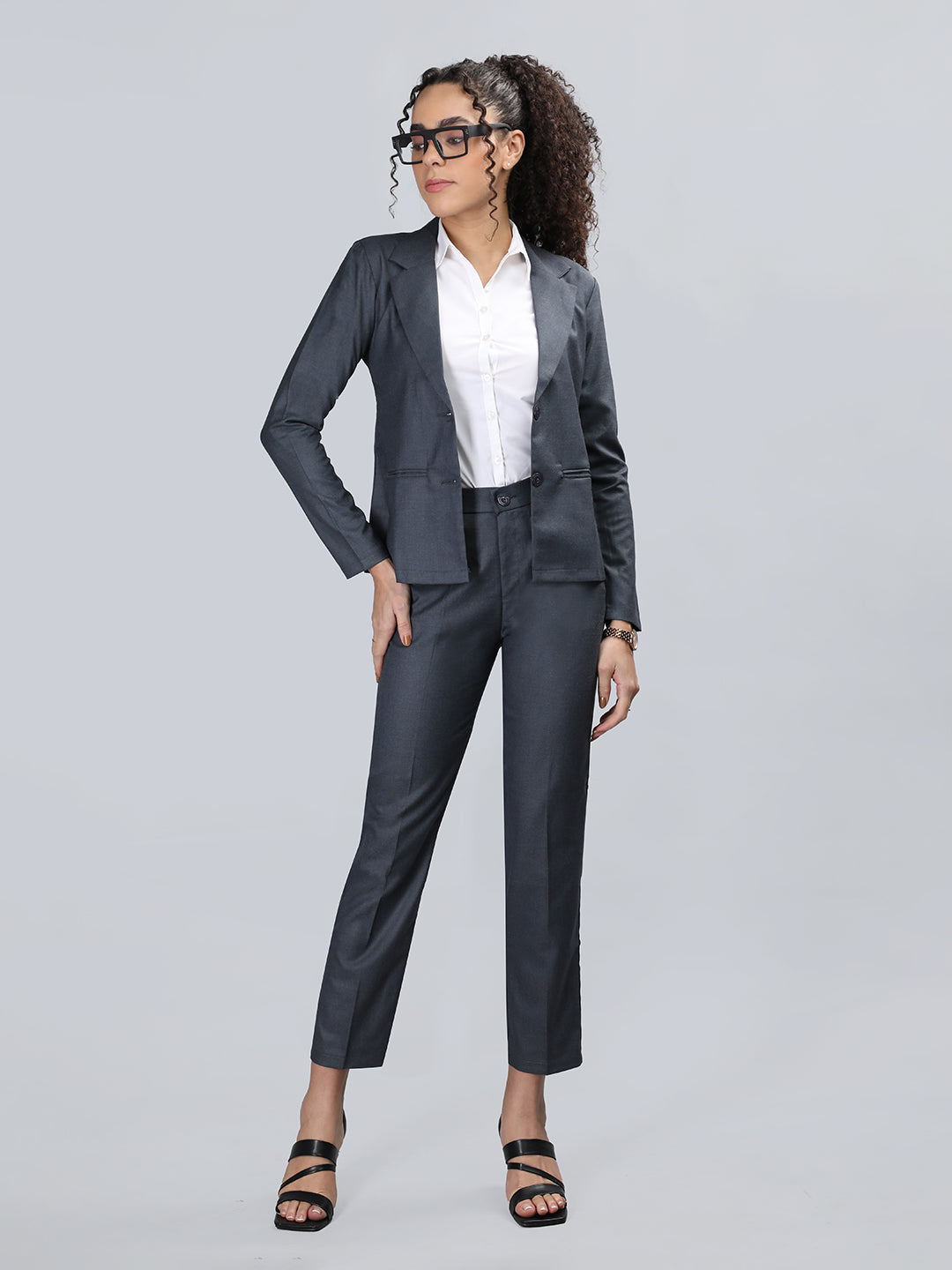 Honnete Women's Casual Regular Fit Solid 2pc Formal Suits