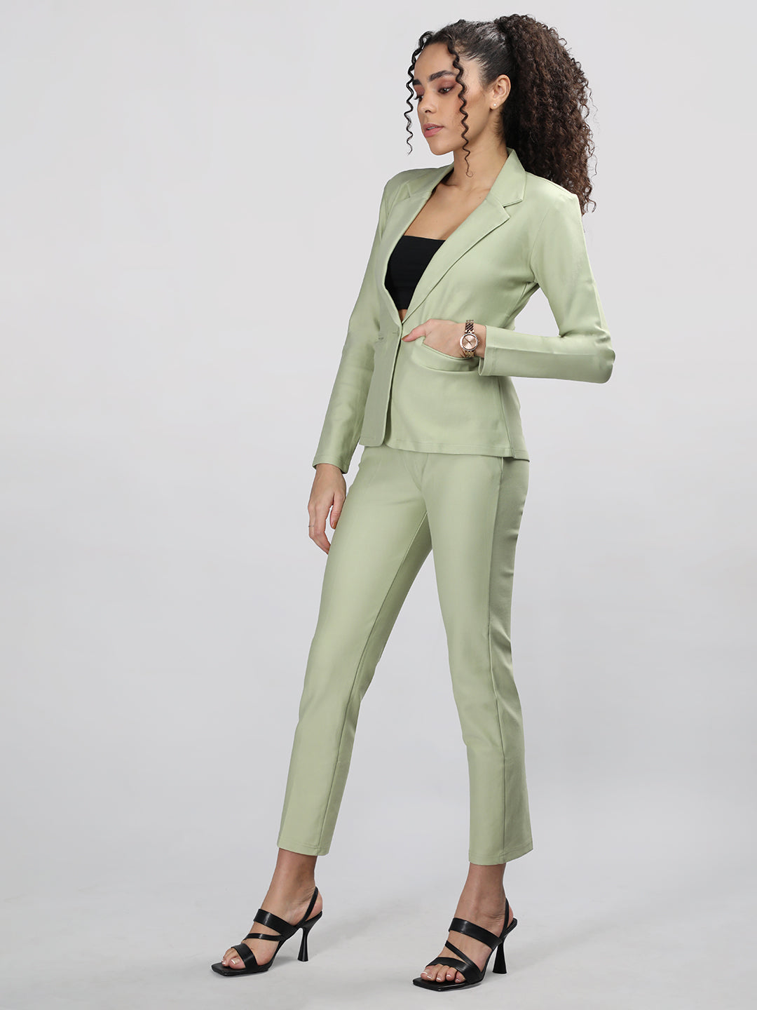 Honnete Women's Casual Regular Fit Solid 2pc Formal Suits