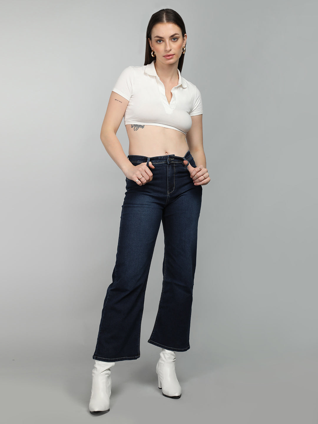 Honnete Casual Regular Straight Fit Wide Leg jeans